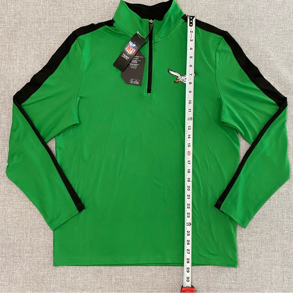 Antigua Mens Medium Philadelphia Eagles 1/4 Zip Light Pullover Kelly Green New - Picture 4 of 10